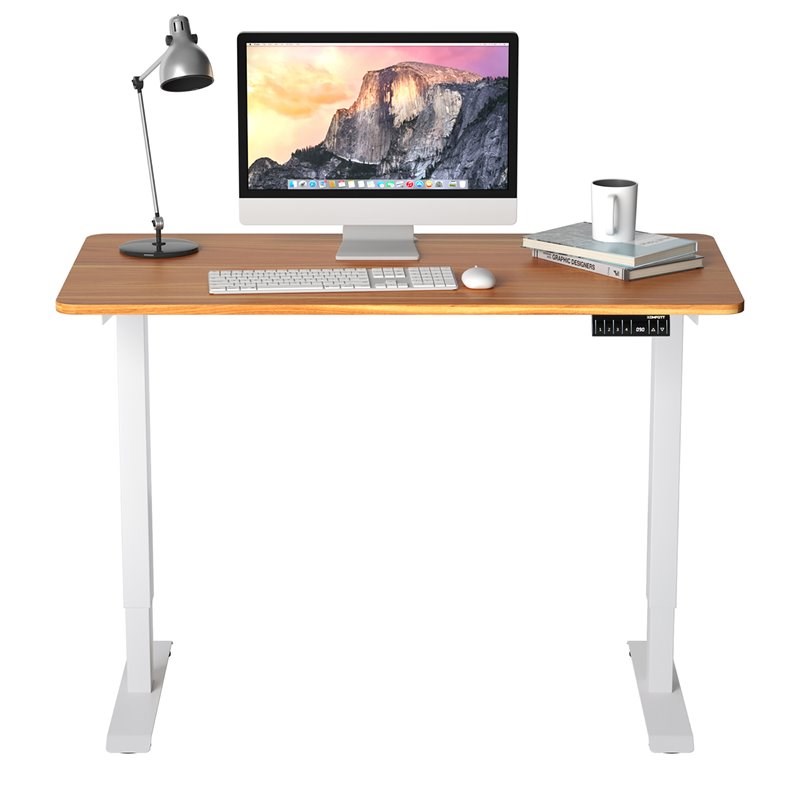 Costway Electric Adjustable Workstation Standing Desk with Control in Maple
