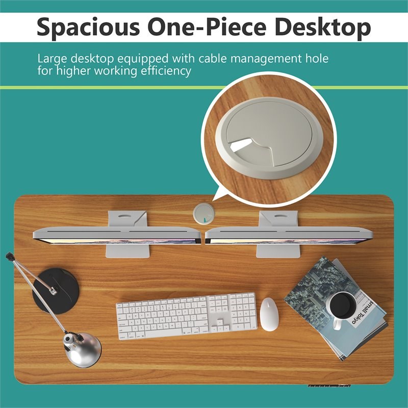 Costway Electric Adjustable Workstation Standing Desk with Control in Maple