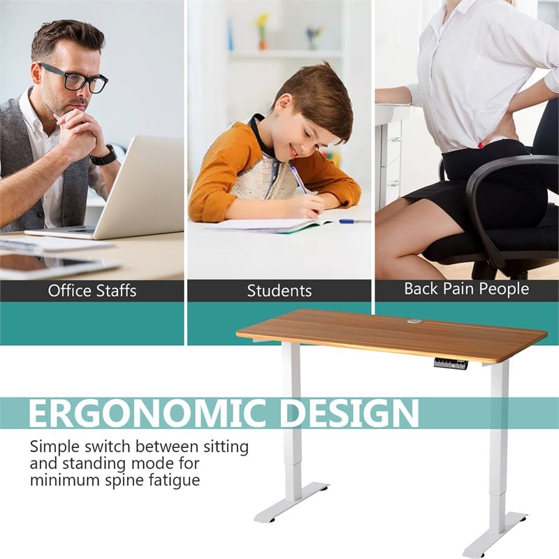 Electric Height Adjustable Standing Desk with Memory Controller - Costway