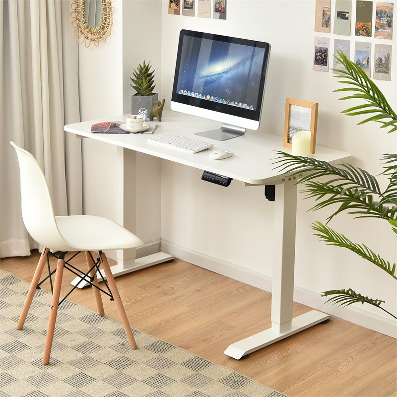 Costway Electric Adjustable Workstation Standing Desk with Control in White