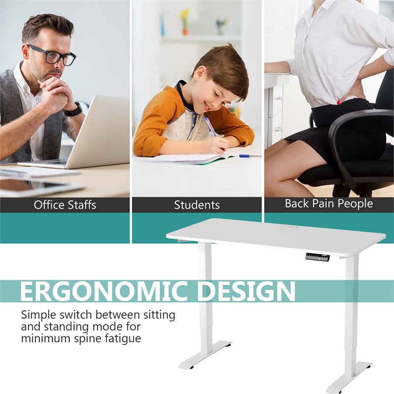 Costway Electric Adjustable Workstation Standing Desk with Control in White