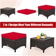 Costway 5-piece Contemporary Rattan Patio Furniture Set with Cushions in Red