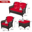Costway 5-piece Contemporary Rattan Patio Furniture Set with Cushions in Red
