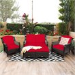 Costway 5-piece Contemporary Rattan Patio Furniture Set with Cushions in Red