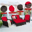 Costway 5-piece Contemporary Rattan Patio Furniture Set with Cushions in Red