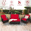 Costway 5-piece Contemporary Rattan Patio Furniture Set with Cushions in Red