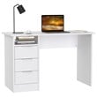 Costway 3-drawer Engineered Wood Computer Desk with Open Shelf in White