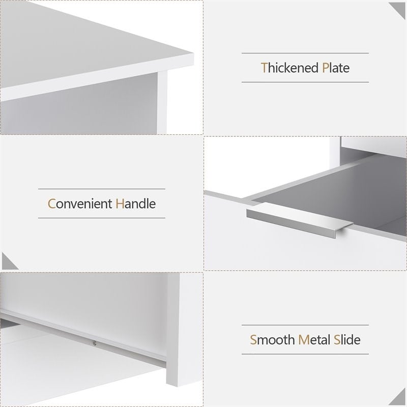 Costway 3-drawer Engineered Wood Computer Desk with Open Shelf in White