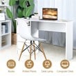Costway 3-drawer Engineered Wood Computer Desk with Open Shelf in White