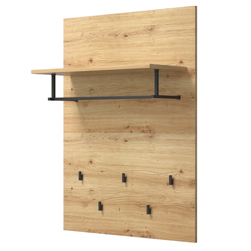 Costway Wall Mounted Clothes Rack Shelf Coat Hat Hanger in Artisan Oak