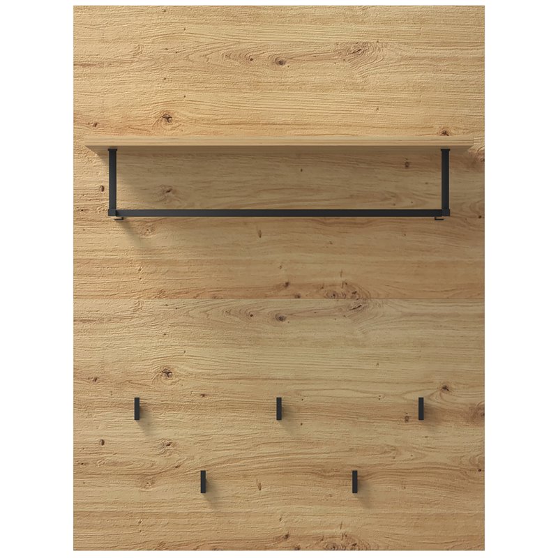 Costway Wall Mounted Clothes Rack Shelf Coat Hat Hanger in Artisan Oak