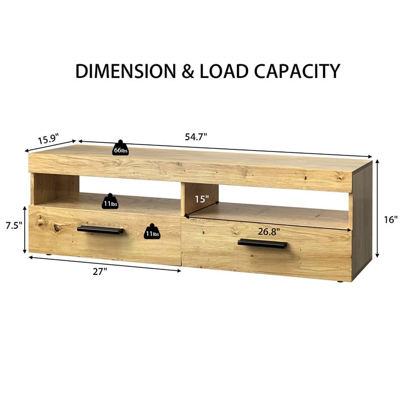 Costway TV Stand/Entertainment Center for TV's up to 60'' with 2 Drawers in Oak