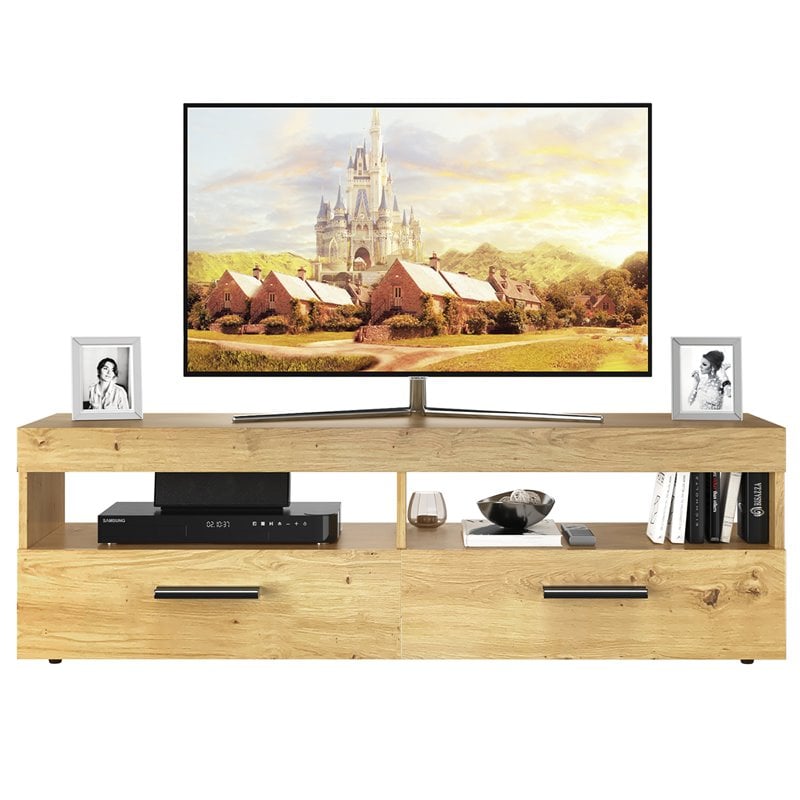 Costway TV Stand/Entertainment Center for TV's up to 60'' with 2 Drawers in Oak