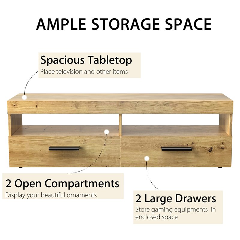 Costway TV Stand/Entertainment Center for TV's up to 60'' with 2 Drawers in Oak
