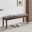 Costway Entryway Kitchen Upholstered Fabric Dining Bench with Wood Legs in Gray