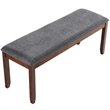Costway Entryway Kitchen Upholstered Fabric Dining Bench with Wood Legs in Gray