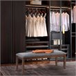 Costway Entryway Kitchen Upholstered Fabric Dining Bench with Wood Legs in Gray