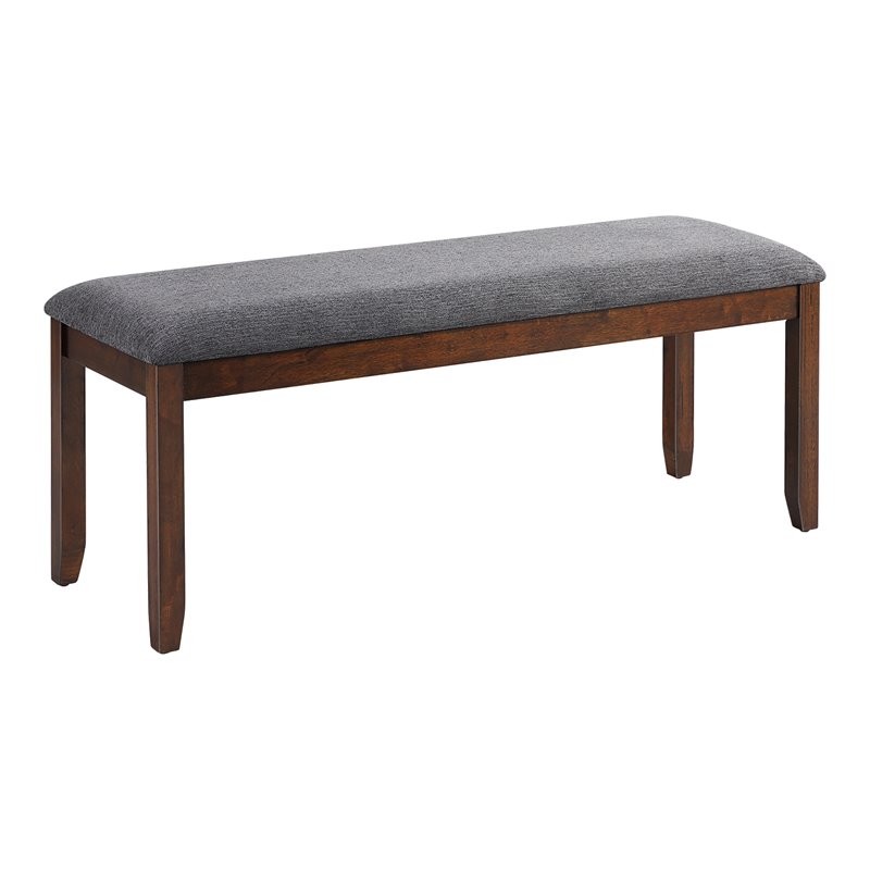 Costway Entryway Kitchen Upholstered Fabric Dining Bench with Wood Legs in Gray