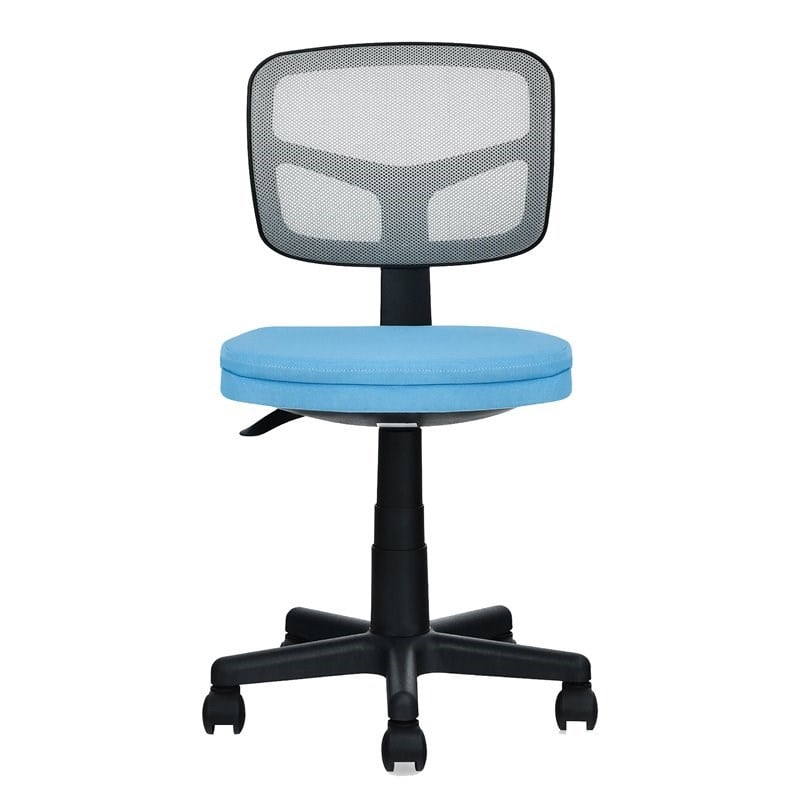 Costway Sponge and Plastic Adjustable Swivel Armless Office Chair in Blue