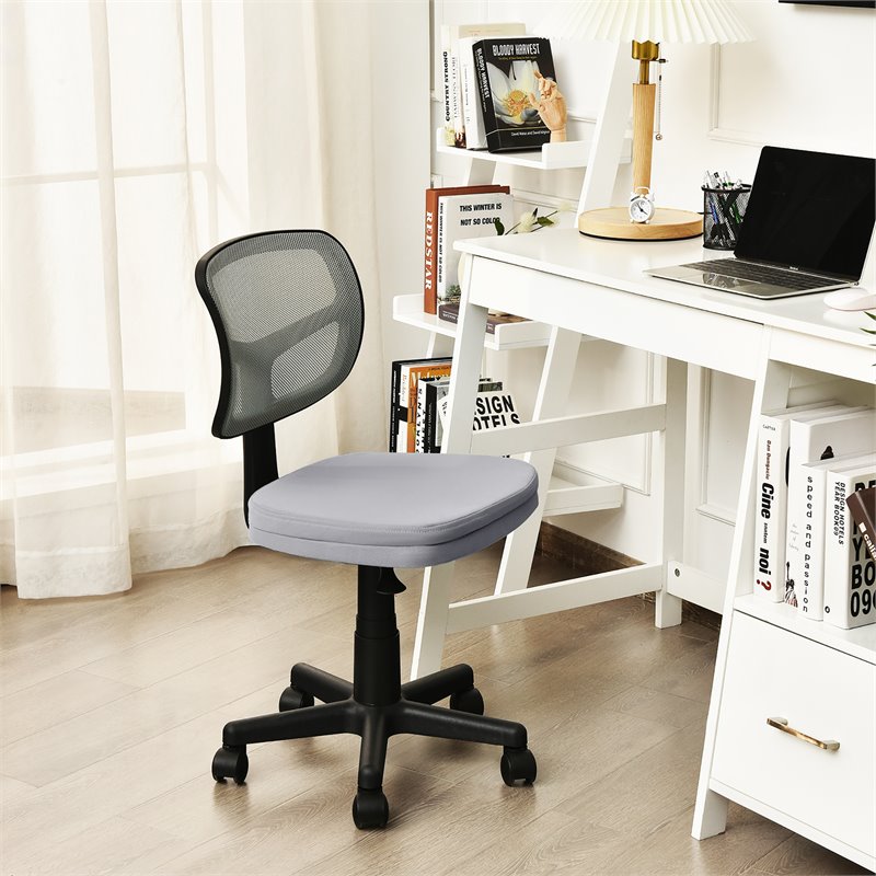 Costway Sponge and Plastic Adjustable Swivel Armless Office Chair in Gray