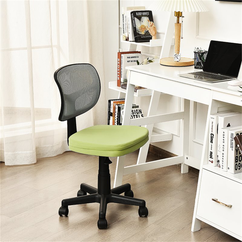 Costway Sponge and Plastic Adjustable Swivel Armless Office Chair in Green
