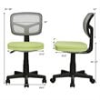 Costway Sponge and Plastic Adjustable Swivel Armless Office Chair in Green