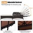 Costway Adjustable PE Rattan Chaise Lounge Armrest Recliner in Off White Brown