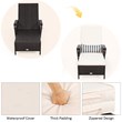 Costway Adjustable PE Rattan Chaise Lounge Armrest Recliner in Off White Brown
