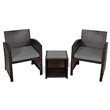 Costway 3-piece Patio Rattan/Wicker Sofas and Coffee Table in Gray Cushion