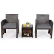 Costway 3-piece Patio Rattan/Wicker Sofas and Coffee Table in Gray Cushion
