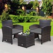 Costway 3-piece Patio Rattan/Wicker Sofas and Coffee Table in Gray Cushion
