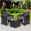 Costway 3-piece Patio Rattan/Wicker Sofas and Coffee Table in Gray Cushion