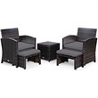 Costway 5-piece Rattan Patio Wicker Furniture Set with Cushion in Gray