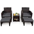 Costway 5-piece Rattan Patio Wicker Furniture Set with Cushion in Gray