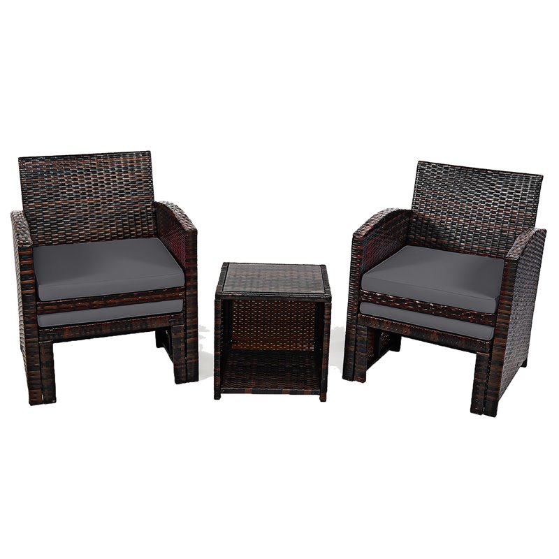 Costway 5-piece Rattan Patio Wicker Furniture Set with Cushion in Gray