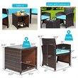 Costway 3-piece Patio Rattan/Wicker Sofas and Coffee Table in Turquoise Cushion