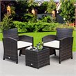 Costway 3-piece Patio Rattan/Wicker Sofas and Coffee Table in White Cushion