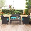 Costway 4-piece Contemporary Rattan Patio Furniture Set in Turquoise