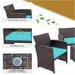 Costway 4-piece Contemporary Rattan Patio Furniture Set in Turquoise