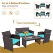 Costway 4-piece Contemporary Rattan Patio Furniture Set in Turquoise