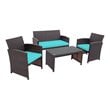 Costway 4-piece Contemporary Rattan Patio Furniture Set in Turquoise