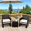 Costway 5-piece Rattan Patio Wicker Furniture Set with Cushion in White