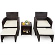 Costway 5-piece Rattan Patio Wicker Furniture Set with Cushion in White