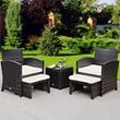 Costway 5-piece Rattan Patio Wicker Furniture Set with Cushion in White