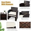 Costway 5-piece Rattan Patio Wicker Furniture Set with Cushion in White