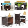 Costway 5-piece Rattan Patio Wicker Furniture Set with Cushion in White
