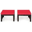 Costway Patio Rattan Ottomans/Footrests in Red Cushioned Seat (Set of 2)