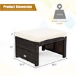 Costway Patio Rattan Ottomans/Footrests in White Cushioned Seat (Set of 2)