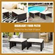 Costway Patio Rattan Ottomans/Footrests in White Cushioned Seat (Set of 2)