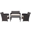 Costway 4-piece Contemporary Rattan Patio Furniture Set in White